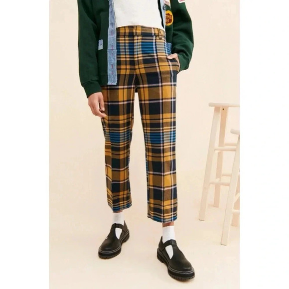 Urban Outfitters Claire Plaid Trouser Crop Pants Size 6 - Picture 10 of 11